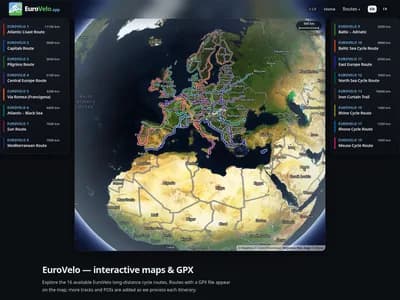 EuroVelo — capture d’écran desktop